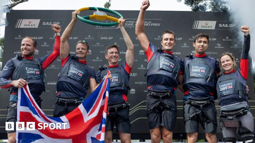 The British team celebrate SailGP victory in Sydney