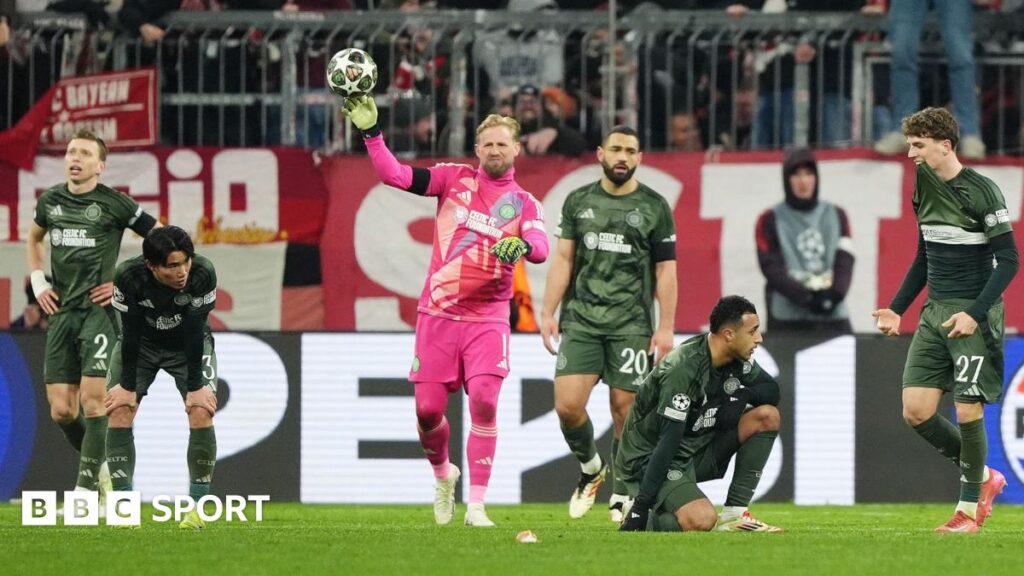 Kasper Schmeichel made eight saves during the second leg of Celtic