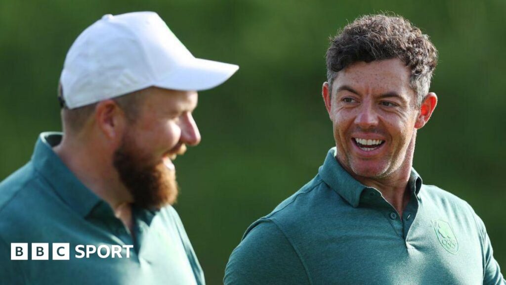 Rory McIlroy and Shane Lowry competing at the Paris 2024 Olympics