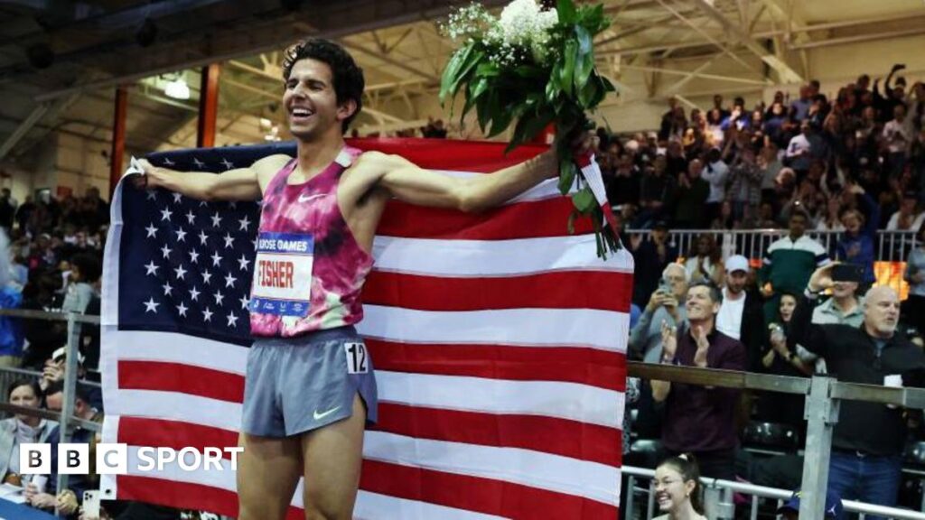 Grant Fisher after breaking the 3,000m world record in New York last week