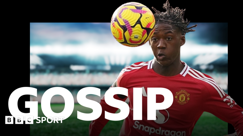 BBC Gossip graphic featuring an image of Manchester United