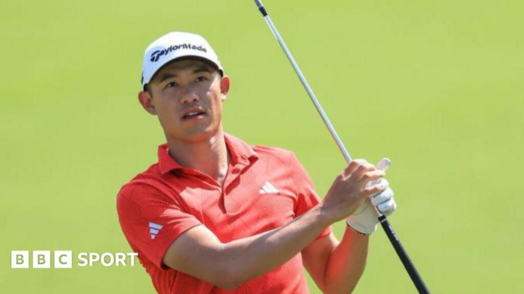 Collin Morikawa watches a shot during the third round of the Arnold Palmer Invitational